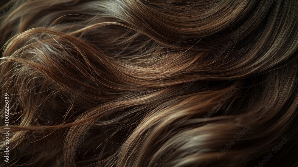 Close-up of Wavy Brown Hair Strands Close-up of Wavy Brown Hair Strands