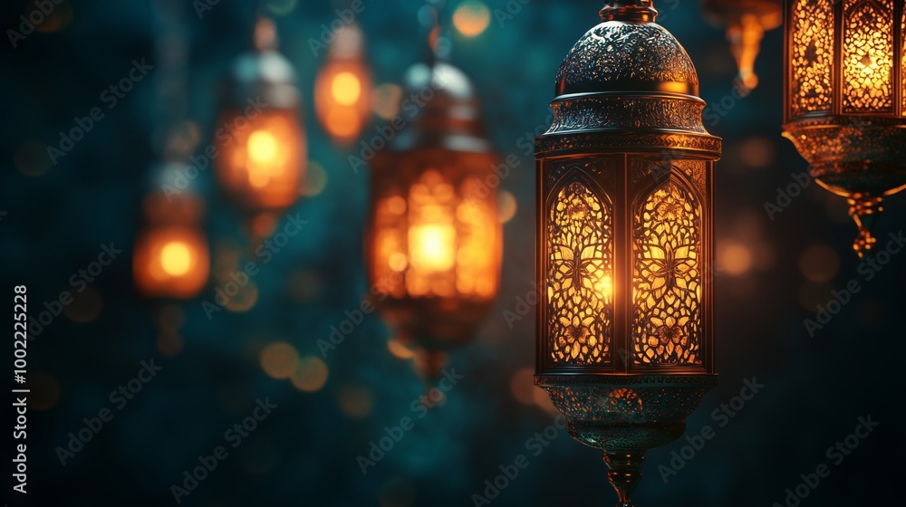 Islamic Social Media Post Design with Lanterns, Mandala Patterns, and Copy Space for Happy Islamic New Year Festival Islamic Social Media Post Design with Lanterns, Mandala Patterns, and Copy Space for Happy Islamic New Year Festival