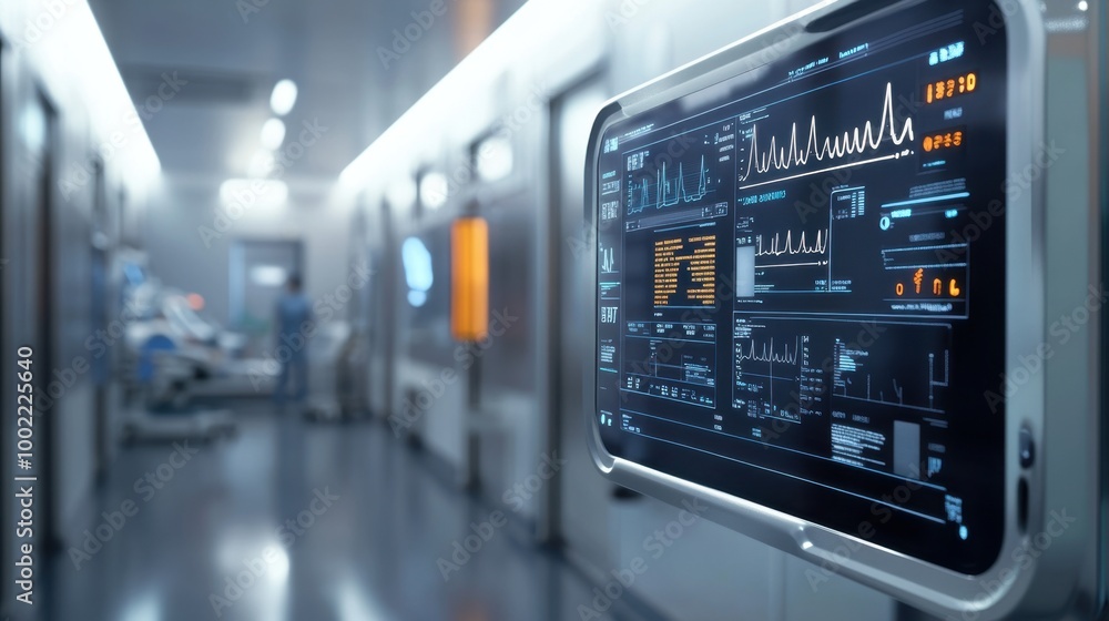 Modern healthcare technology featuring electronic patient records, displayed on a sleek and advanced interface. Modern healthcare technology featuring electronic patient records, displayed on a sleek and advanced interface.