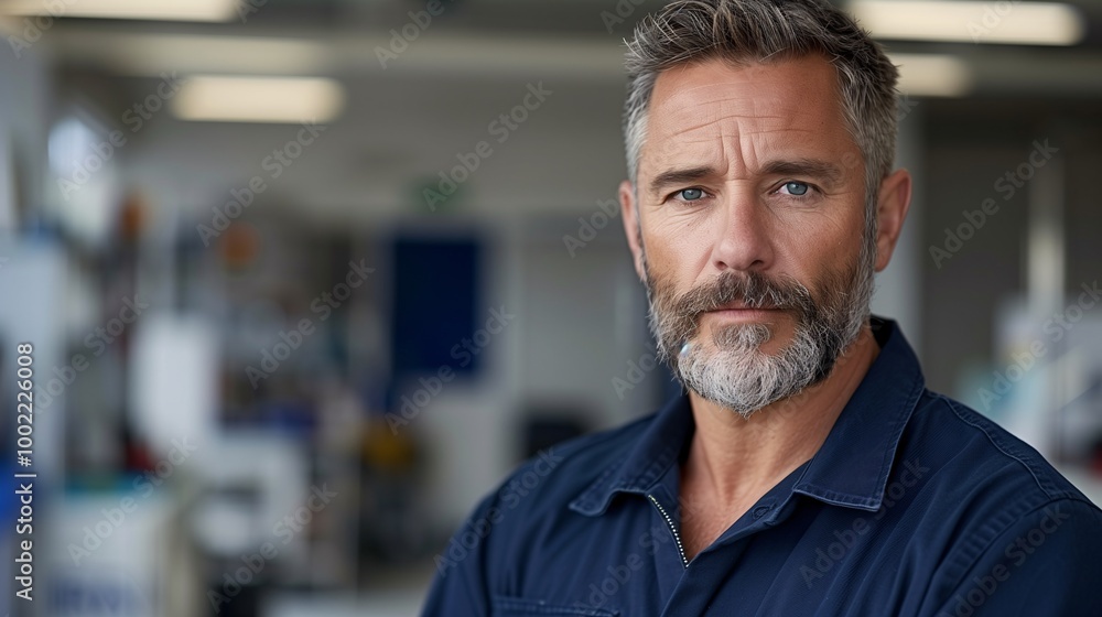 Obraz premium Portrait of a Middle-Aged Man in a Professional Setting