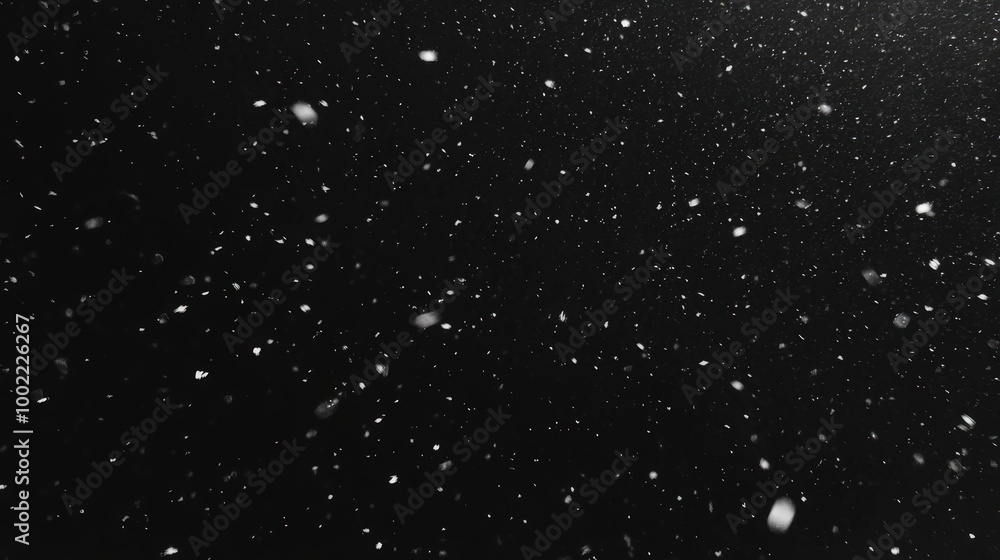 Obraz premium Snow Falling on Black Background in Slow Motion