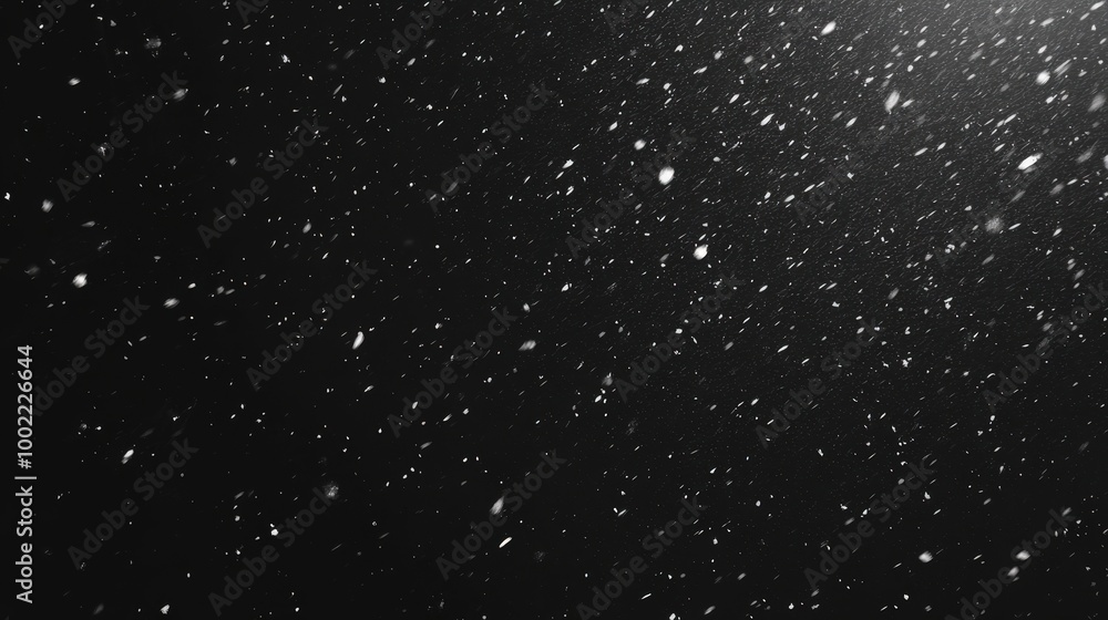 Obraz premium Slow Motion Snow Falling on Black Background