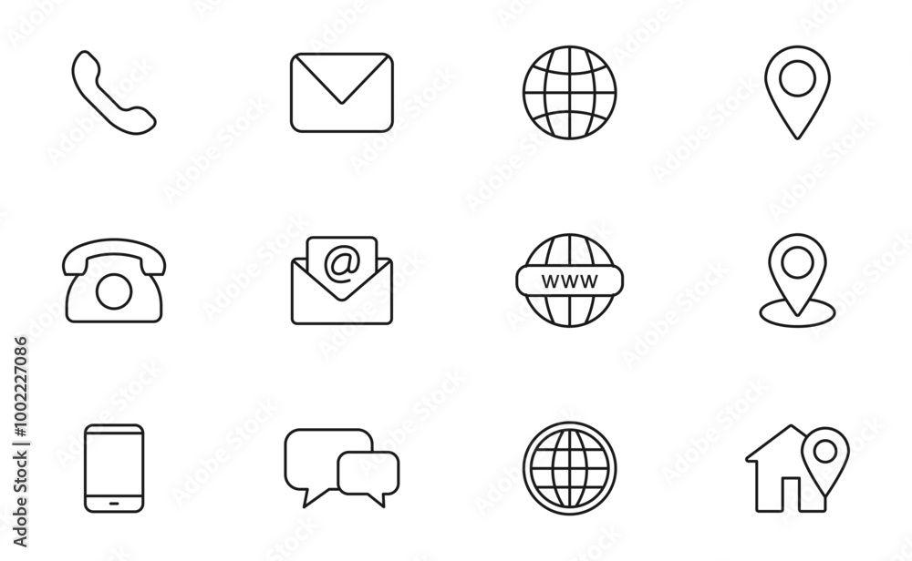 Contact and Web icons set. Business contact us icons. Communication ...