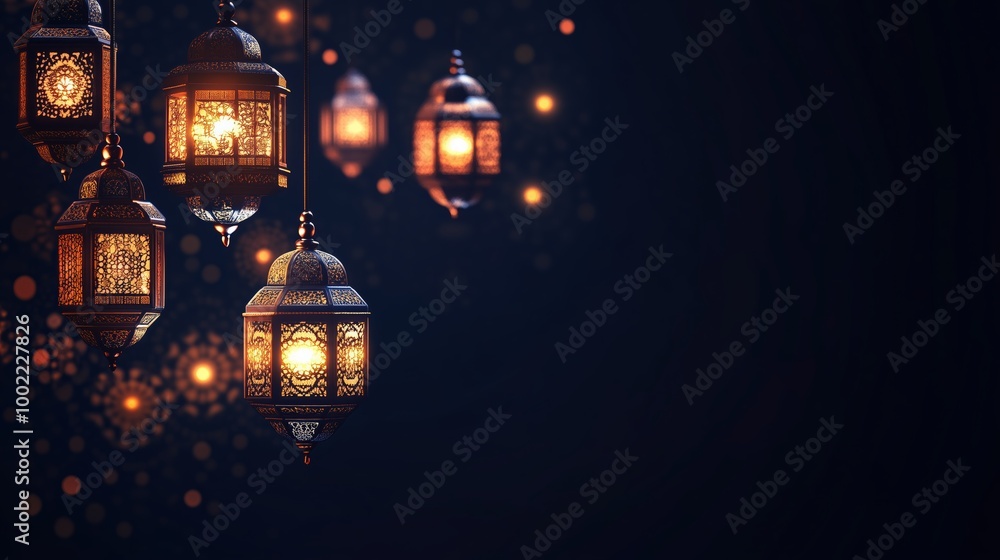 Islamic Social Media Post Design with Lanterns, Mandala Patterns, and Copy Space for Happy Islamic New Year Festival Islamic Social Media Post Design with Lanterns, Mandala Patterns, and Copy Space for Happy Islamic New Year Festival