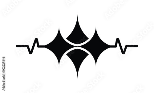 Heart Rate and Pulse Logo for Medical, Health, and Fitness. voice logo icon. black and white vector illustration