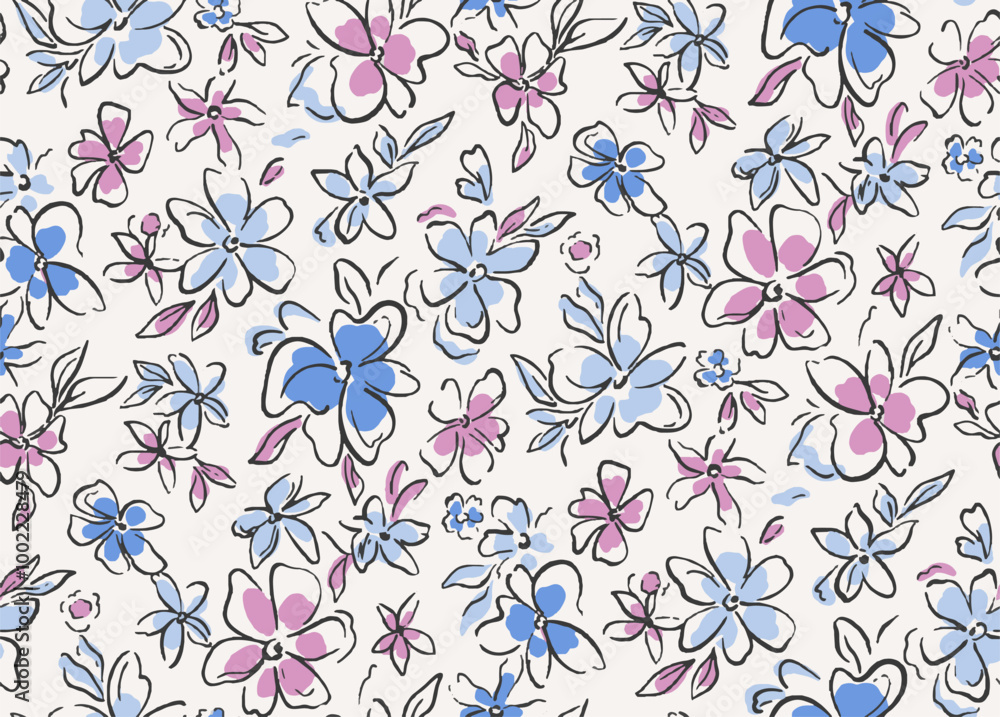 Obraz premium Seamless Skethcy Floral Pattern 
