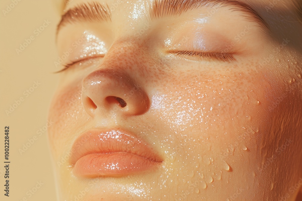 Water hydration beauty, skincare face moisturizer, serum product in golden sunlight. Banner with copy space. skincare product on facial skin. Natural beauty and cosmetic concept. Water hydration beauty, skincare face moisturizer, serum product in golden sunlight. Banner with copy space. skincare product on facial skin. Natural beauty and cosmetic concept.