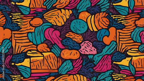 seamless pattern with fishes, ai generated