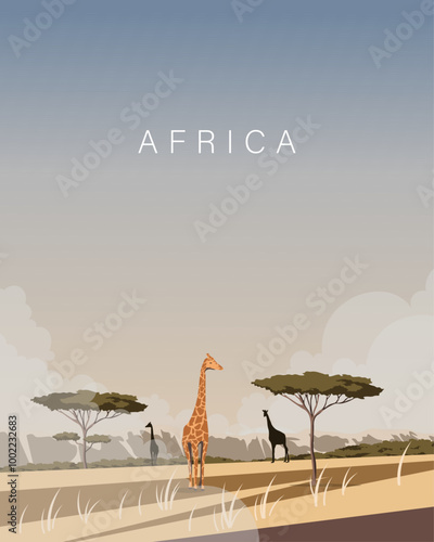 Africa travel poster, banner, postcard