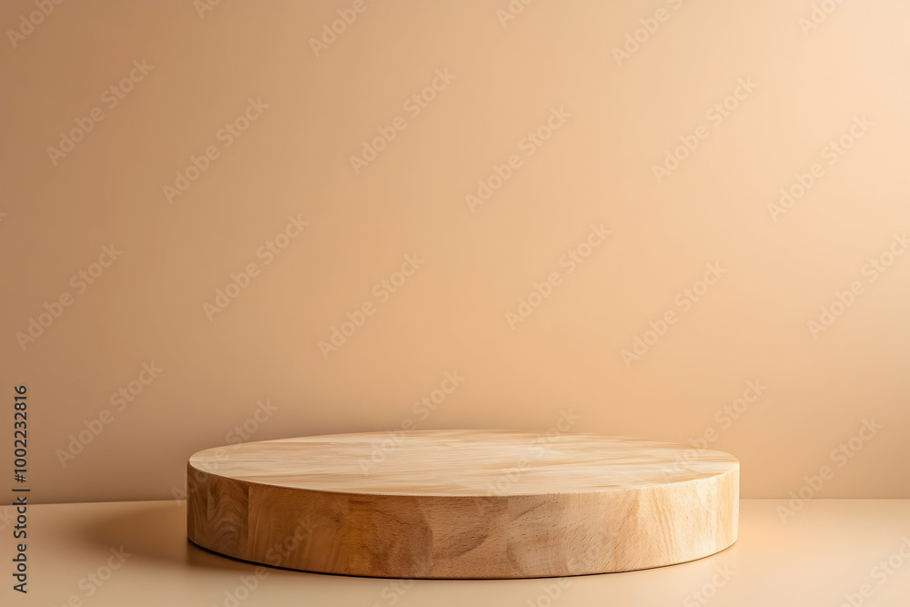 Minimalist Wooden Platform on Beige Background Illustration Minimalist Wooden Platform on Beige Background Illustration