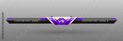 Game Versus Lower Third in Metallic Black, Silver and Violet Color Theme for Esports, Gaming, and Sports Broadcasts
