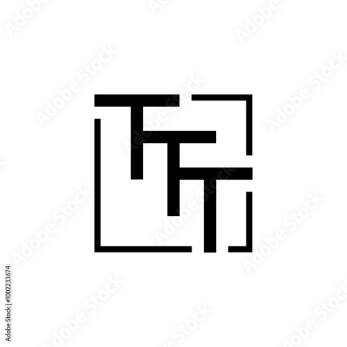 initial three letter ttt  square outline logo