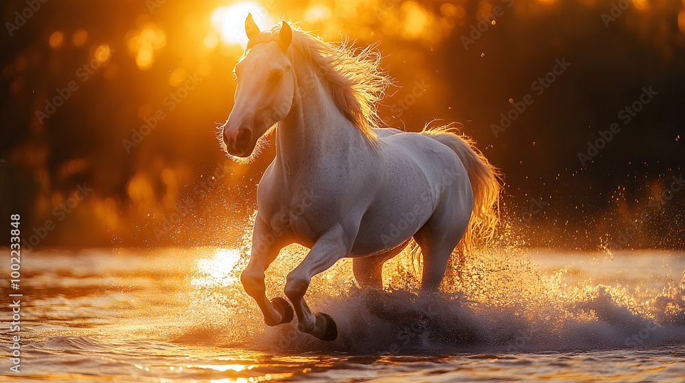 A Beautiful Horse Running on the Beach at Sunset
A Beautiful Horse Running on the Beach at Sunset