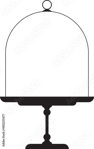 Wedding Tea Cake Platter, Isolated Stand Tray Silhouette. Retro Table Stand, Pedestal And Display Plate For Desserts, Sweet Food And Pastries. Serving Cake Display Platter, Tiered Stand