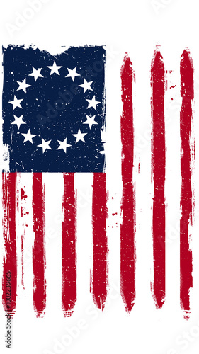VERTICAL AMERICAN DISTRESSED BETSY ROSS FLAG RED AND BLUE