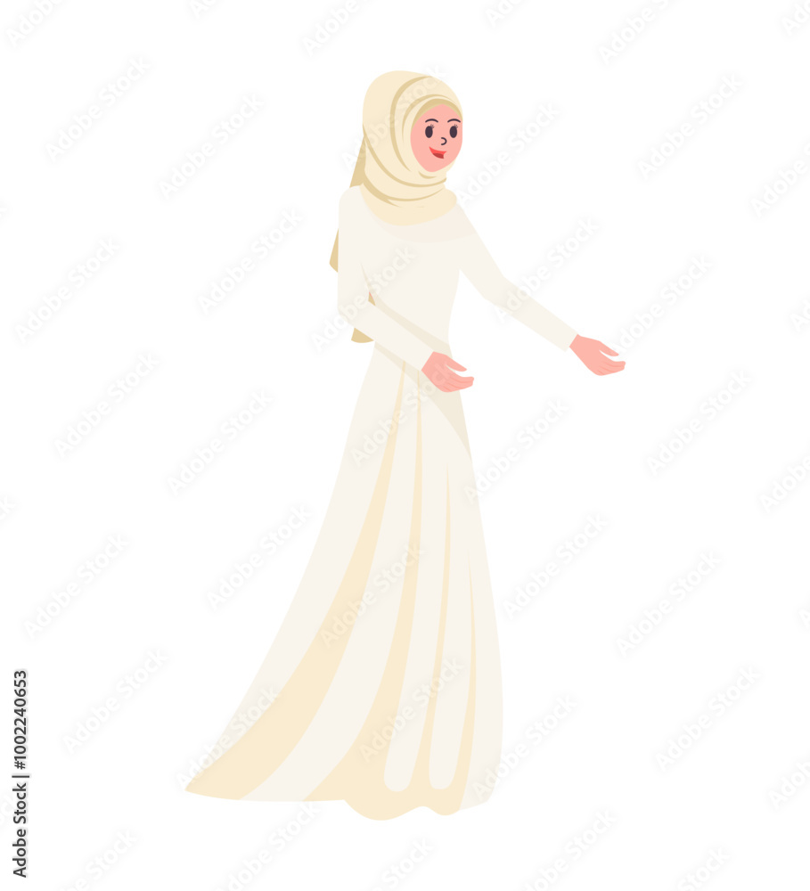 Moslem Woman Wedding Character Illustration Moslem Woman Wedding Character Illustration