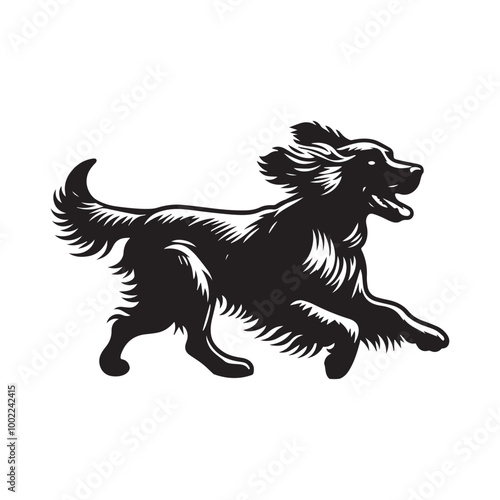 English Setter Dog Standing Vector illustration in black and white