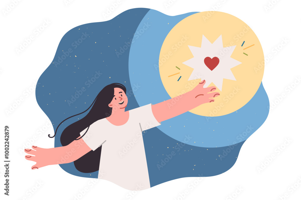 Teenage girl shares love and kindness, releasing heart into sky, wanting to make world better place Teenage girl shares love and kindness, releasing heart into sky, wanting to make world better place