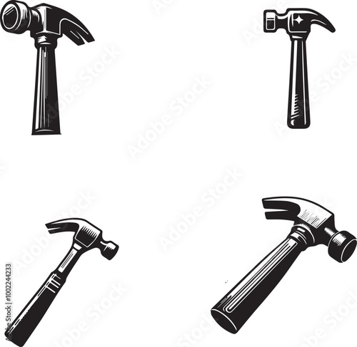 silhouette of clean hammer vector isolated on white background 