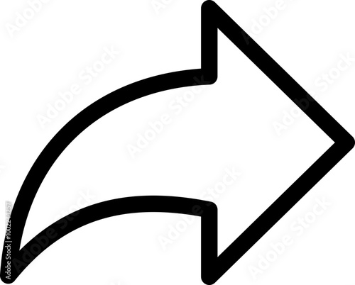 A thick black curved arrow pointing to the right with a slight upward curve at the beginning.