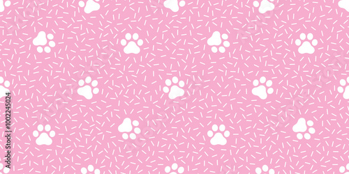 dog paw footprint seamless pattern cat vector pet puppy kitten bear cartoon doodle pink tile background gift wrapping paper repeat wallpaper illustration scarf isolated design