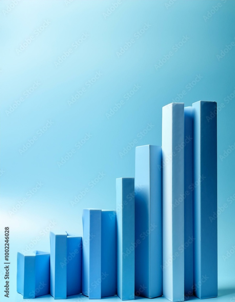 Blue bar graph on blue background Blue bar graph on blue background