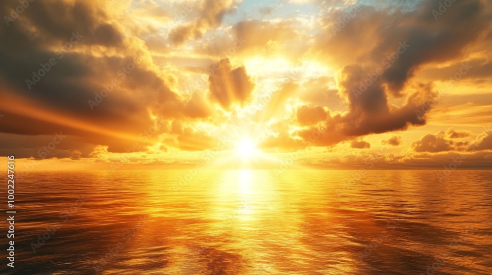 Golden Sunset Over a Calm Ocean Golden Sunset Over a Calm Ocean