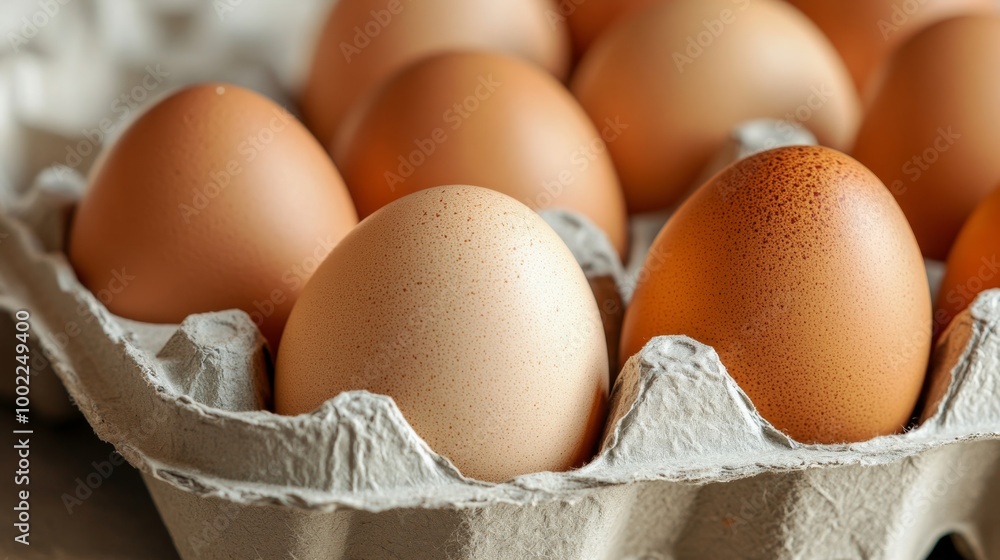 Eggs in an eco-friendly cardboard egg carton, ideal for environmentally conscious consumers Eggs in an eco-friendly cardboard egg carton, ideal for environmentally conscious consumers