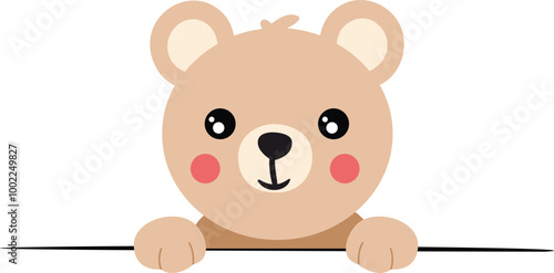 Adorable teddy bear peeking out from behind