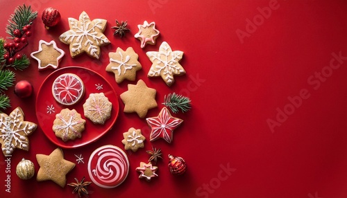 Christmas cookies on a bright background with space for text