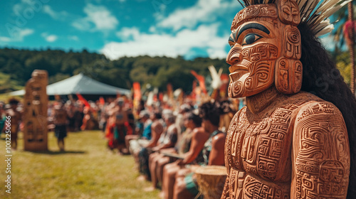 Vibrant Māori Cultural Event in New Zealand: Haka, Carving, and Weaving
