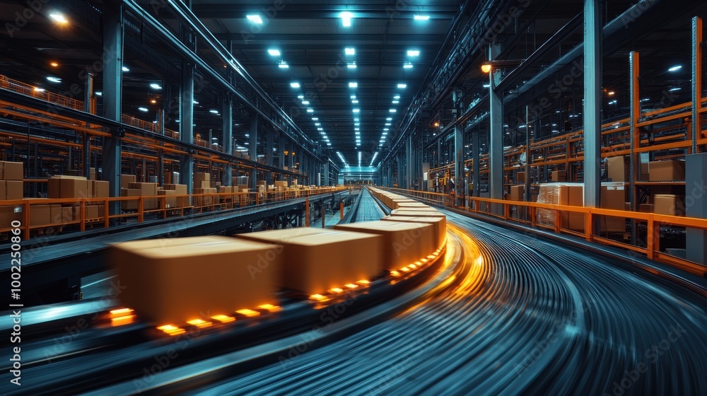 Conveyor Belt System in a Warehouse Conveyor Belt System in a Warehouse