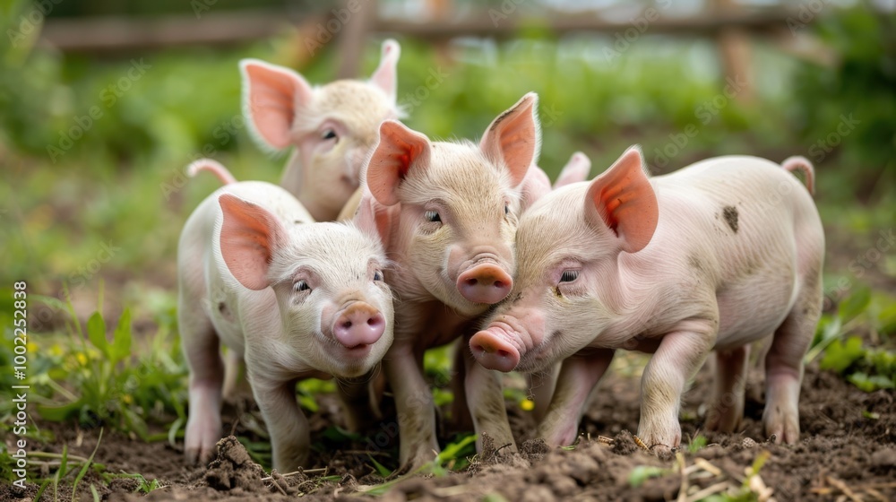 Playful Piglets Enjoying a Farmyard Adventure Playful Piglets Enjoying a Farmyard Adventure