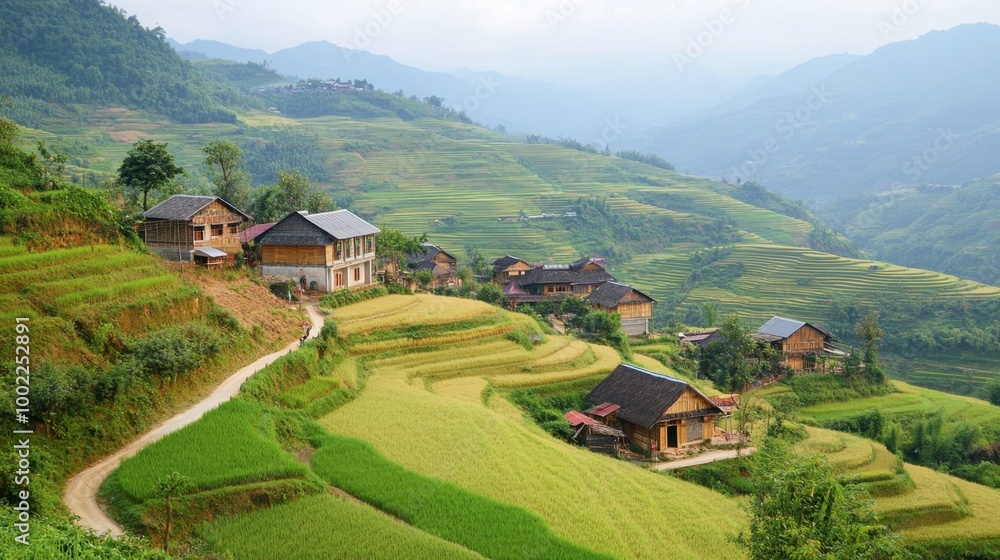 The scenic view from the Mon Cham viewpoint, overlooking terraced farms and rolling hills. The scenic view from the Mon Cham viewpoint, overlooking terraced farms and rolling hills.