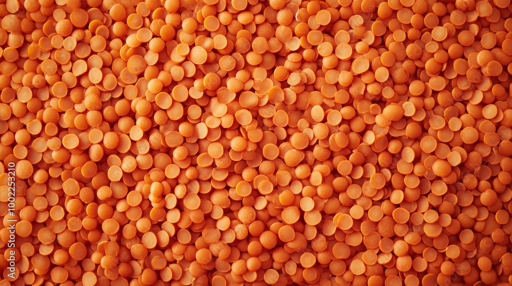 A top-down perspective of organic red lentils A top-down perspective of organic red lentils