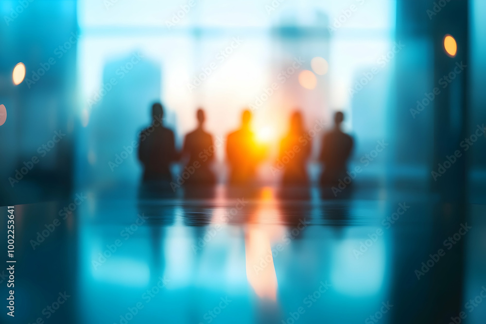 Silhouettes of People in a Meeting Room with a Bright Background - Abstract Background Silhouettes of People in a Meeting Room with a Bright Background - Abstract Background