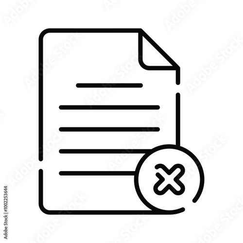 Cross sign with page denoting concept icon of delete page in modern style