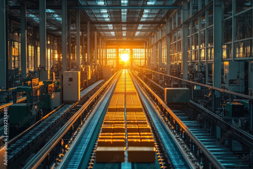 Industrial Conveyor Belt with Sunset Industrial Conveyor Belt with Sunset
