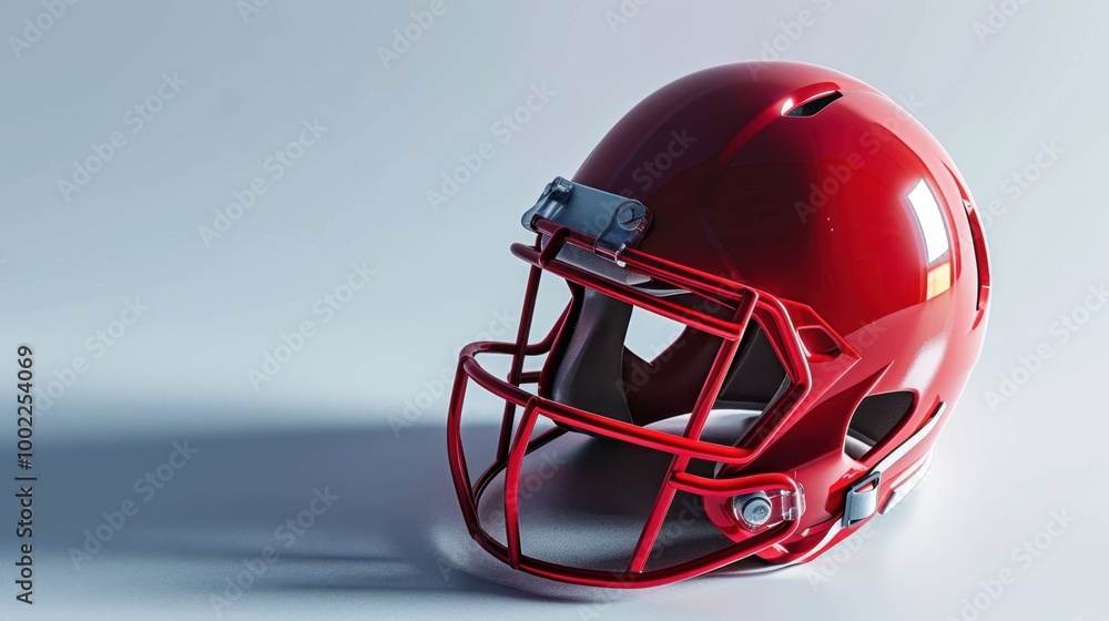 Isolated Red Football Helmet on Spotless Background Isolated Red Football Helmet on Spotless Background