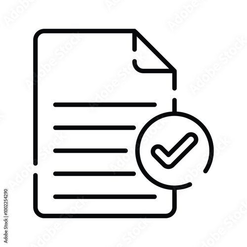 A document icon with a check mark symbol, indicating approval