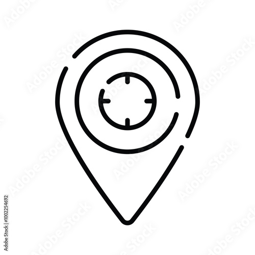 A location pin with a target, symbolizing pinpoint accuracy