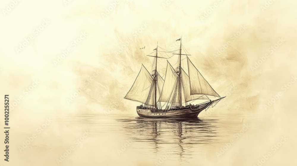 Fototapeta premium The Value of Preparation: A Diligent Crew Sets Sail, Symbolizing Wisdom's Investment in Ecclesiastes