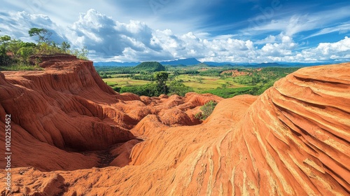 The unique red sandstone formations at the Phu Phrabat Historical Park in Nong Bua Lam Phu. photo