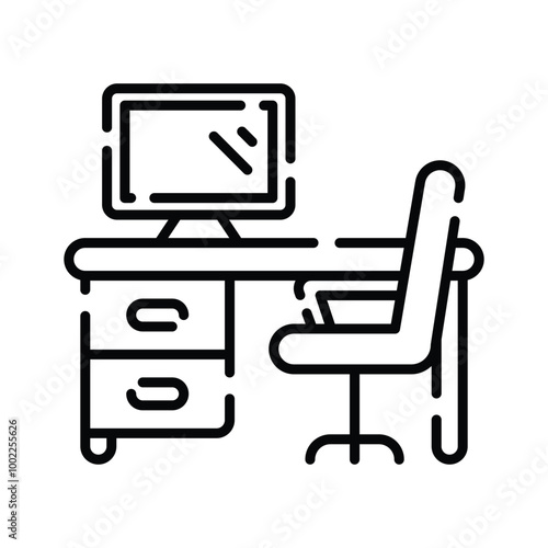 An office desk with a computer setup, symbolizing workspace or workstation