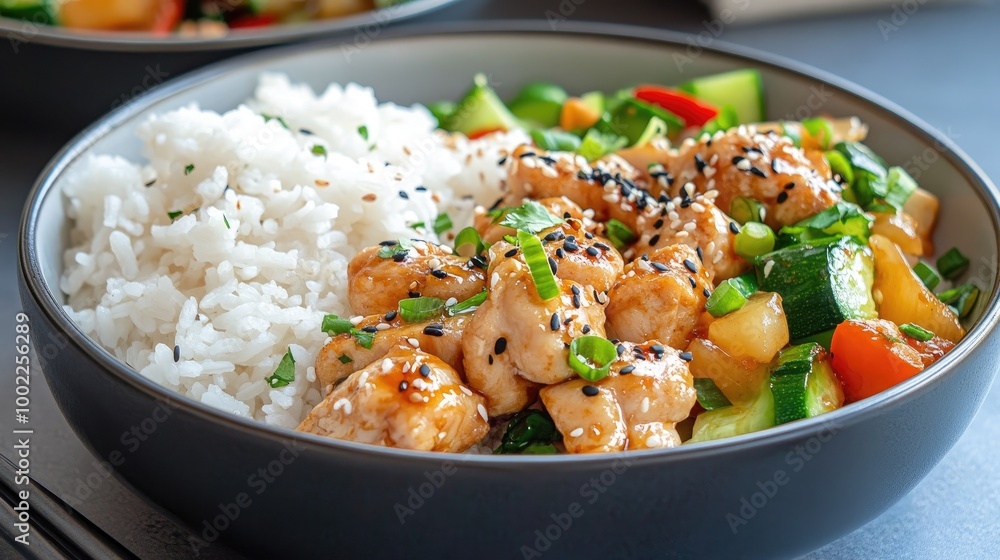 Delicious Asian Chicken with Rice and Vegetables Delicious Asian Chicken with Rice and Vegetables