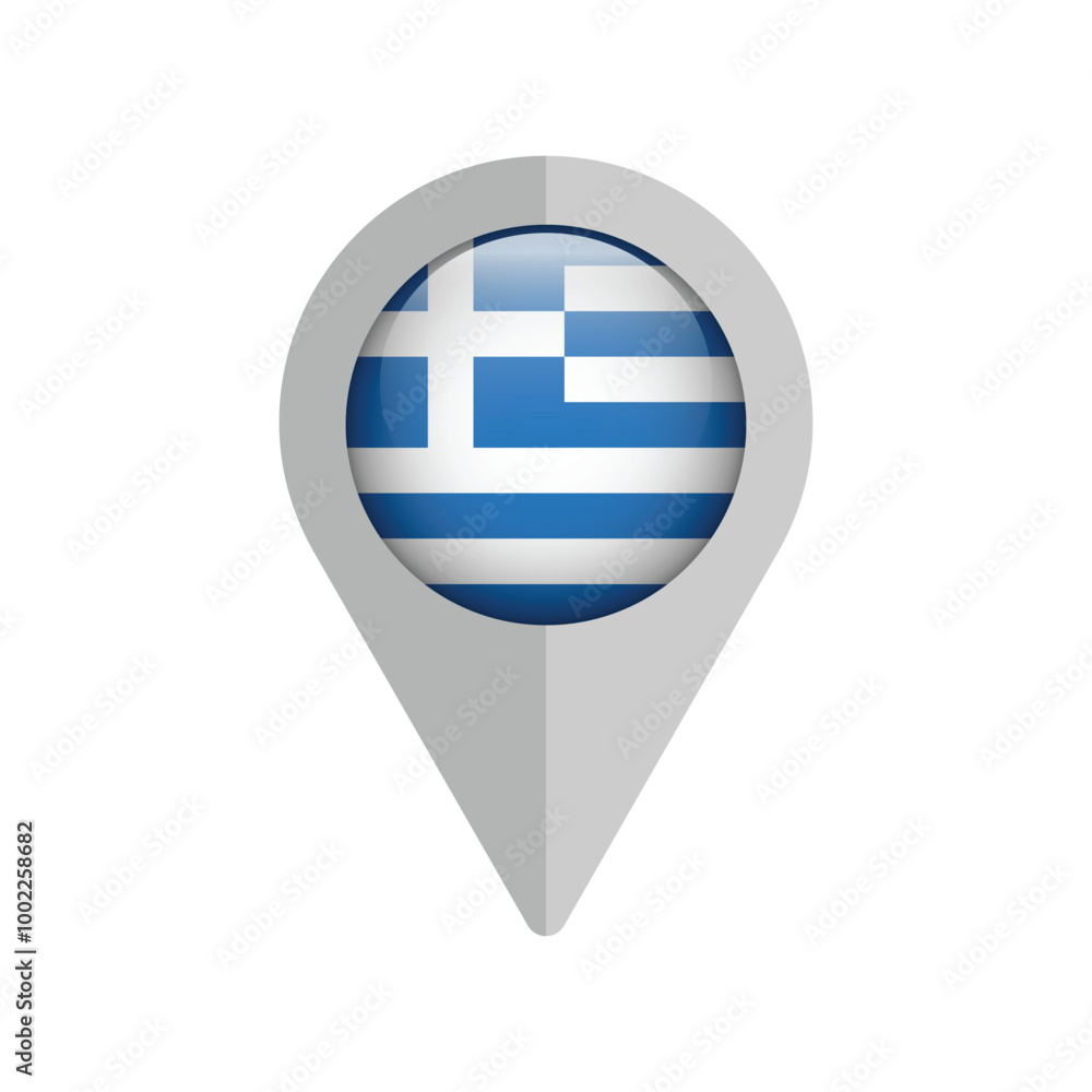 Pin map navigation flag of Greece isolated on white. Vector illustration Pin map navigation flag of Greece isolated on white. Vector illustration