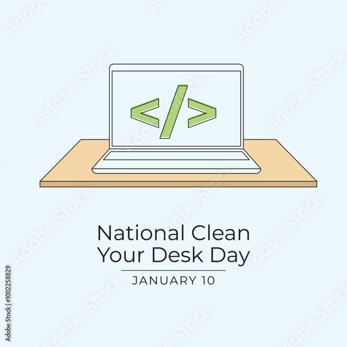 National clean your desk day vector design template good for celebration usage. National clean your desk day design. continuous line drawing. eps 10.