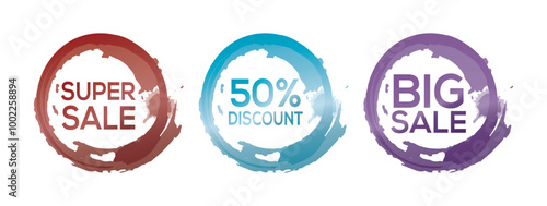 Trendy Discount Labels on White Background