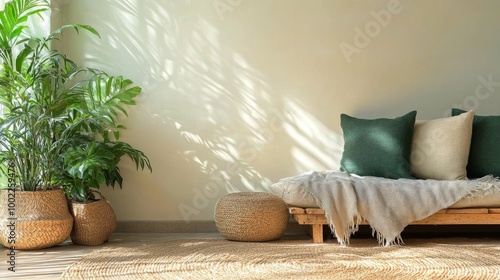 Cozy bedroom with natural light and indoor plants in a sunlit morning