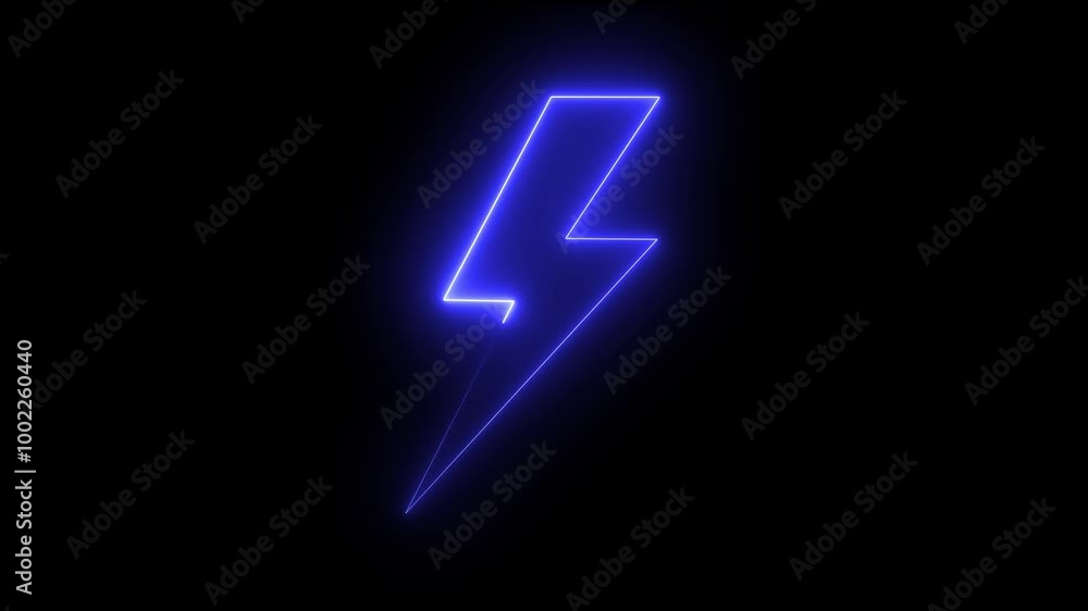 Charging icon animation by blue color neon on black background. Charging icon animation by blue color neon on black background.